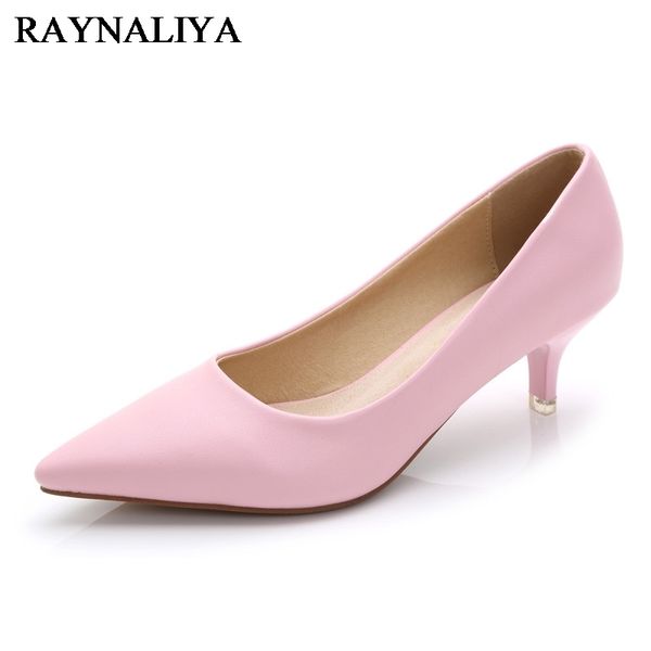

2019 new arrival women med high heel brand ladies pointed toe shoes ladies genuine leather fashion pumps office shoes js-a0005 y200702, Black