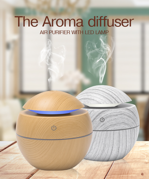 

mini air humidifier usb diffuser wood led nightlight electric essential oil #23