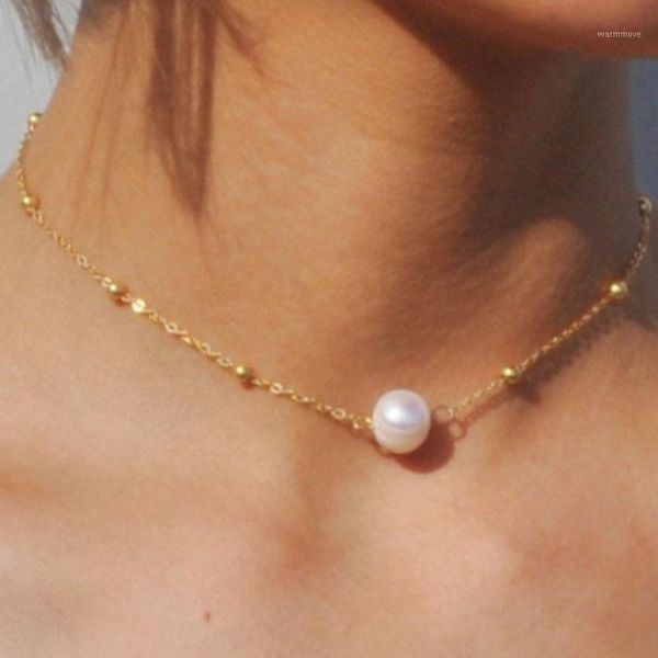 

xpayxpay necklace chain women choker necklaces jewelry artificial pearl lady silver color trendy personalized girl kpop collier1, Golden;silver