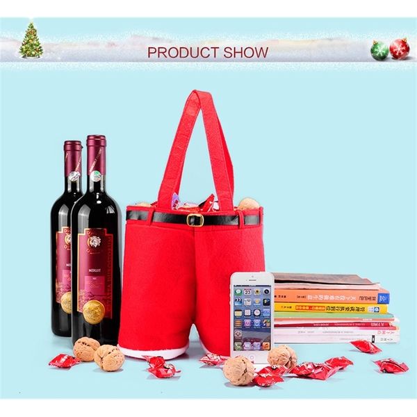 

dalhpcs merry treat candy wine bottle bag 1 santa claus suspender pants trousers decor christmas gift bags