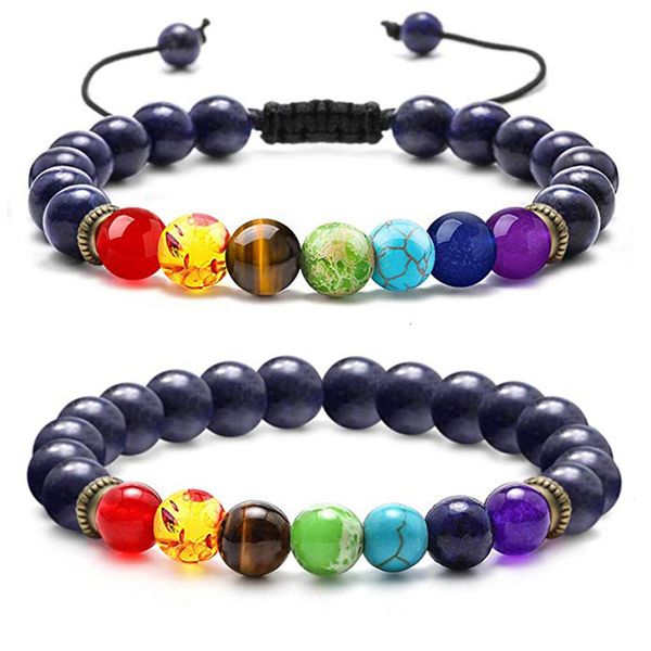 

8mm volcanic stone seven chakras stone bead bracelet yoga bracelet, Silver
