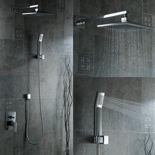 

concealed shower set wall mounted shower faucet 8 inch square rainfall shower head kit b s0808w wmtgco