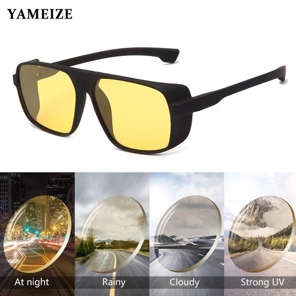 

yameize night vision driver goggles sun glasses polarized sunglasses women men yellow len anti glare eyewear for fishing driving, White;black