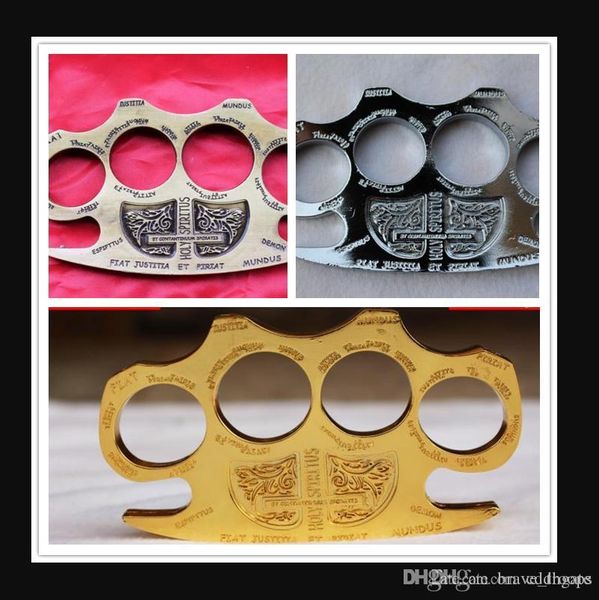 

punch button hell detective constantine brass knuckle dusters gold powerful damage safety equipment self-defense ring tiger finger tools