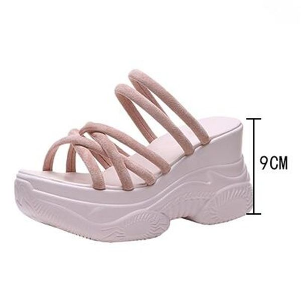 

2021 new women's will see narrow band cross 9 in heels high of women chunky open to beach sandals fac0, Black