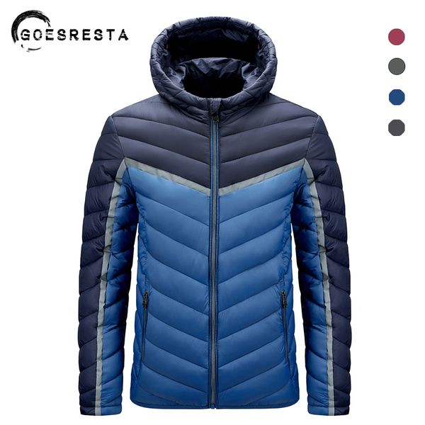 

2020 new winter hoodied parkas men's jacket contrast color casual fashion warm zipper pocket cotton coat large size men clothing c1201, Black;brown