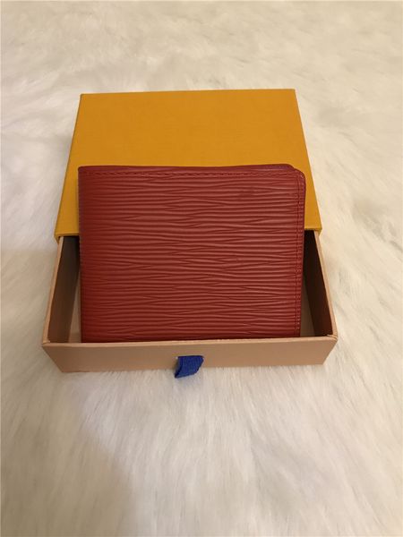 

2020 new famous fashion leather credi holder classic folded notes bag wallet mini purs, Red;black