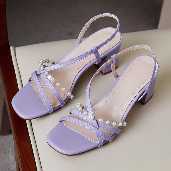 

sandals 2021 summer women genuine leather shoes woman heel females fashion, Black
