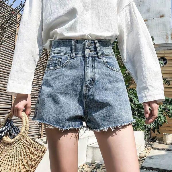 

summer women denim shorts high waist buttons solid retro simple korean loose plus size 4xl wild fashion shorts streetwear1, White;black