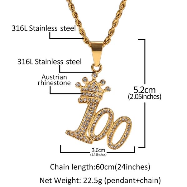 

stainless hip hop crown steel pendant men's necklace accessories