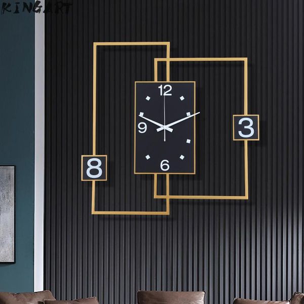 

gold big wall clock modern design living room home decoration wall watch large digital luxury clock 3d sticker 171204583