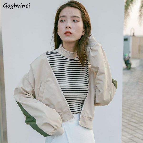 

basic jackets women apricot panelled autumn new patchwork short-style coats jacket flesh ladies leisure korean loose daily, Black;brown