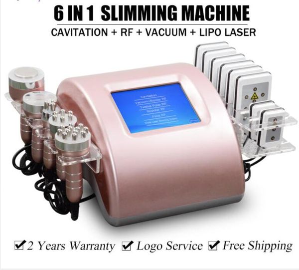 

2 years warranty ultrasonic cavitation fat slimming machine lipo laser weight loss radio frequency skin tightening beauty equipment 5 heads, Black