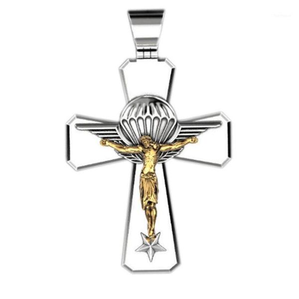 

new classic popular retro religion jesus cross two-color necklace fashion holiday commemorative gift pendant wholesale1, Silver