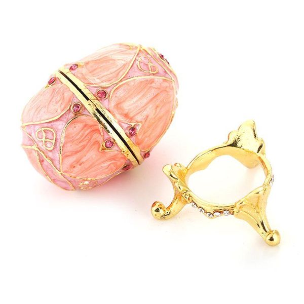 

pink love heart faberge-egg series hand painted jewelry trinket box unique gift for easter home decor collectible, Pink;blue