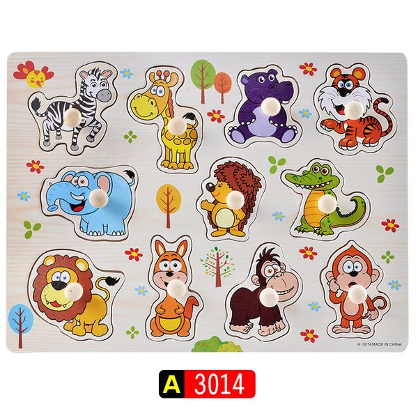 

2020 wooden toy creative hand grab board children jigsaw puzzle 3d puzzle montages early education alphabet animals