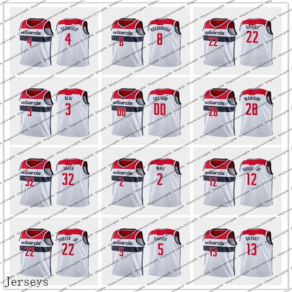 

men wizards washington wall 3 beal 8 hachimura 22 porter basketball jerseys bradley rui john otto white association jersey, Black