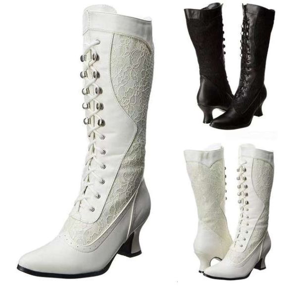 

new mid heel women's boots in autumn and winter of 2019, White;red