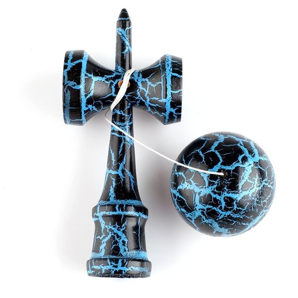 

bamboo black on blue crackle pattern wooden kendama kids toy y200428