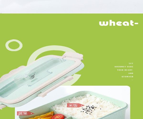 

охфин пшеницы стебля обенкованный коробка с нержавеющей сталью палочкой ложка творческая многофункциональная посуда еда контейнер bento box