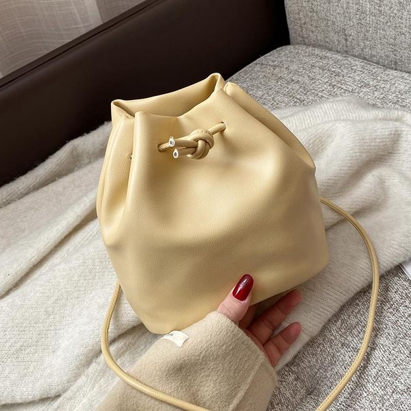 

simple solid color bucket bag brand designer pu leather crossbody bags for women 2021 shoulder mini bag lady luxury handbags sac