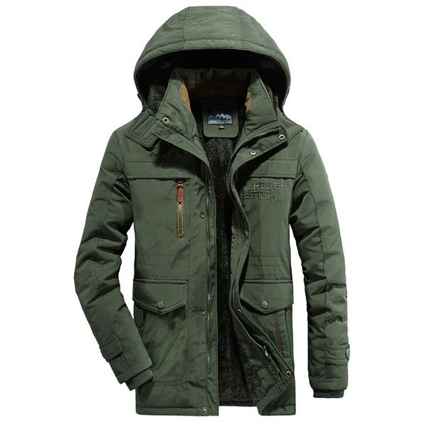 

uaicestar winter jacket men fleece hooded thicken warm parkas fashion casual coat large size l-6xl windbreaker men's jackets 201214, Black
