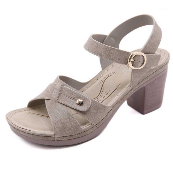 

dress shoes women's sandals summer style 2021 metal buckle thick heel comfortable large size female slippers footwear1, Black