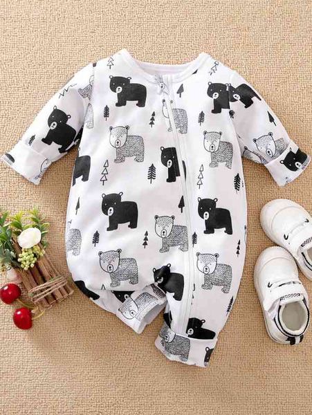 

baby cartoon graphic zipper jumpsuit she, Blue