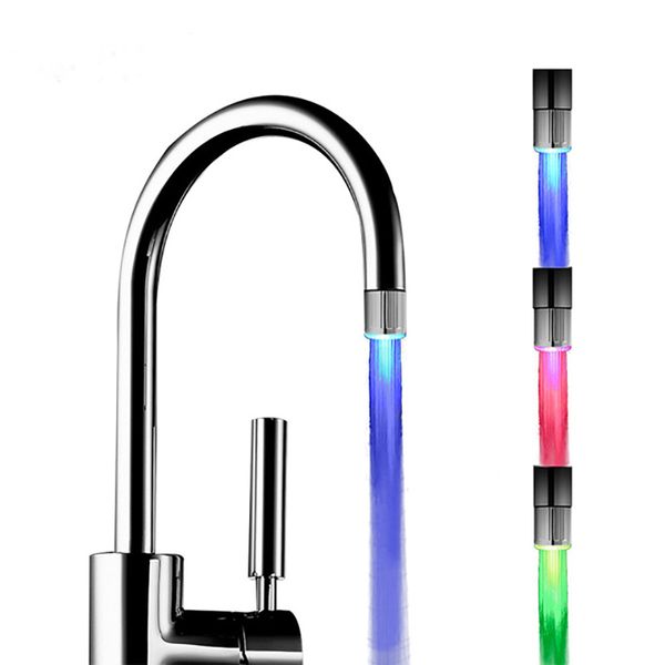 LED WASSERHÄUSER ULTERATOR TEMPERATUR-STRINKUNG 3 Farbe Lichter Wasserfall Glow Shower Bach Tap Küche Badezimmer Zubehör