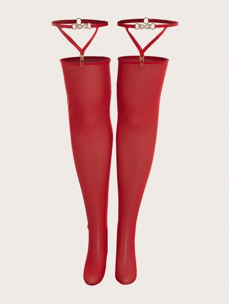 

plus rhinestone decor garter stockings g2vi#, Black;white