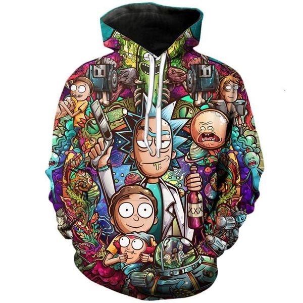 

new fashion oversized hoodies anime rick and morty 3d printing men women long sleeve hoodie sweatshirt, Black