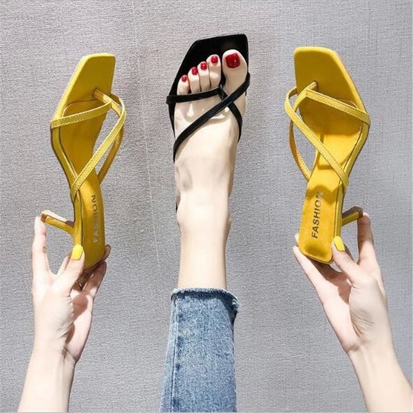 

women sandals shoes woman slippers heels pumps flip flops high heels summer 2020 sandal square toe causual fashion shoes #oa2q, Black