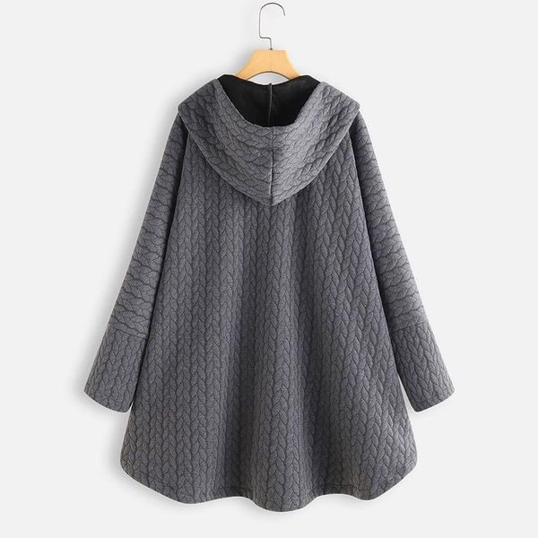 

autumn windbreaker women's asymmetrical coats stylish button jackets hooded outwear female jacquard solid overcoat oversized 5xl1, Black;brown