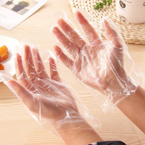 

disposable gloves 100pcs kitchen grade plastic household thickened transparent