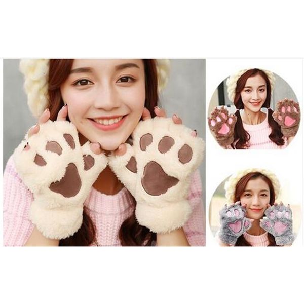 

cat plush winter claw lady with cute short half finger glove fh258