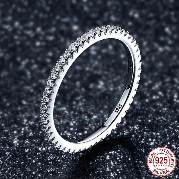 

925 sterling silver round small zirconia diamond rings for women classic simple trendy stacking wedding band fine jewelry r003, Slivery;golden