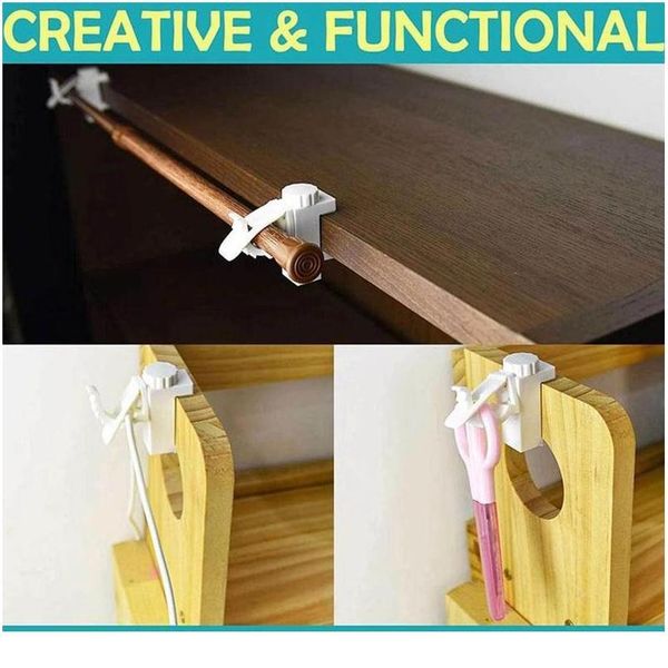 

2pcs hanging rod clip curtain hanging hooks wall sticker fixed clip hanging rack hook home curtain accessories sqcned