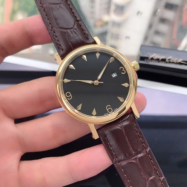 

leisure watches automatic movements classical leather strap perfect quality sapphire mirror men-watch with high abrasion resistance orologio, Slivery;brown
