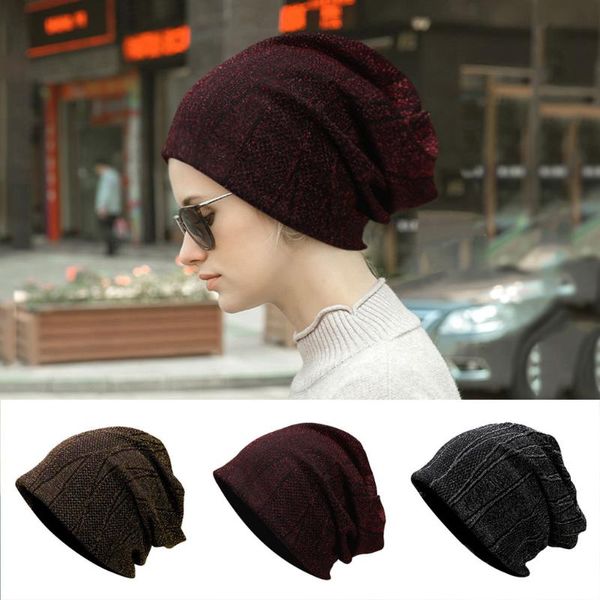 

25# women winter trendy warm hats skullies warm oversized chunky baggy stretchy slouchy skully hat gorros women skullies hats, Blue;gray