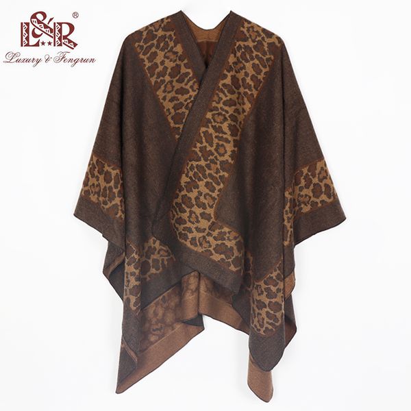 

leopard print poncho winter cashmere women pomcho scarf female wool poncho and capes foulard shawl lic scarf echarpe sjaal 201119, Blue;gray