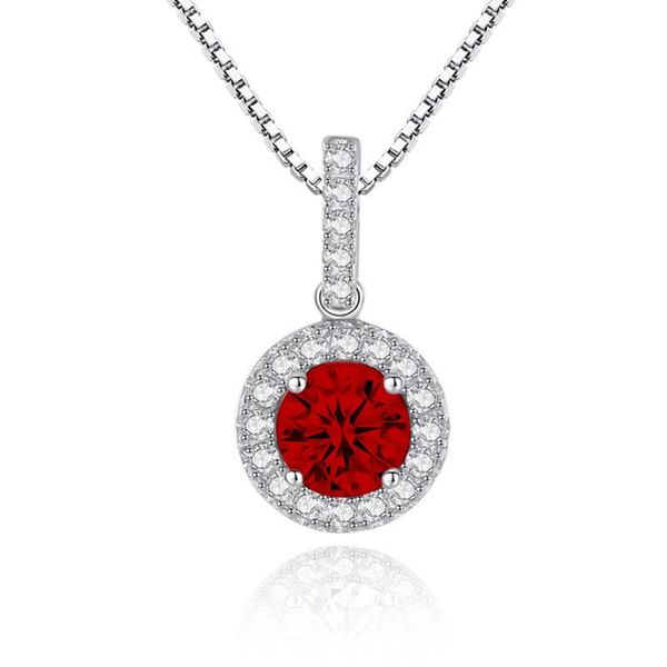 

pendant necklaces round shape colored crystal necklace clavicle female charm jewelry for women's party, Silver