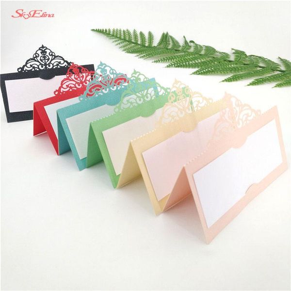 

greeting cards 10/50/100pcs seats card hollow table wedding invitation white laser cut invitations paper post 6z1
