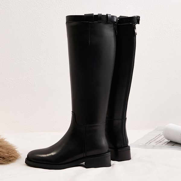 

vangull mulheres botas de couro genuno artesanal clssico ponta do p europeu e americano moda feminina joelho-botas altas czl9, Black