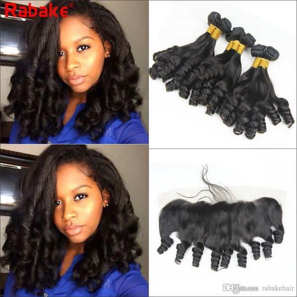 

brazilian virgin human hair bundles with frontal closure aunty funmi boucy curl 100% brazilian funmi curly unprocessed human hair bundles, Black;brown