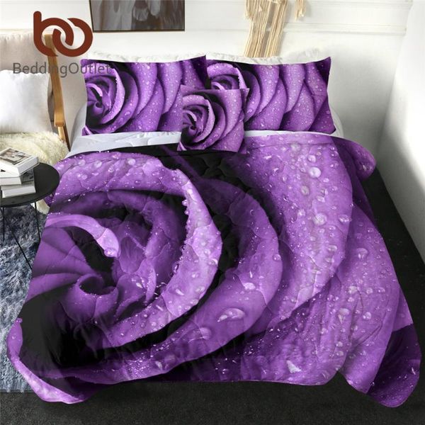 

comforters & sets beddingoutlet rose summer quilt set 3d printed air-conditioning comforter purple floral bedding throw flower thin duvet 4p