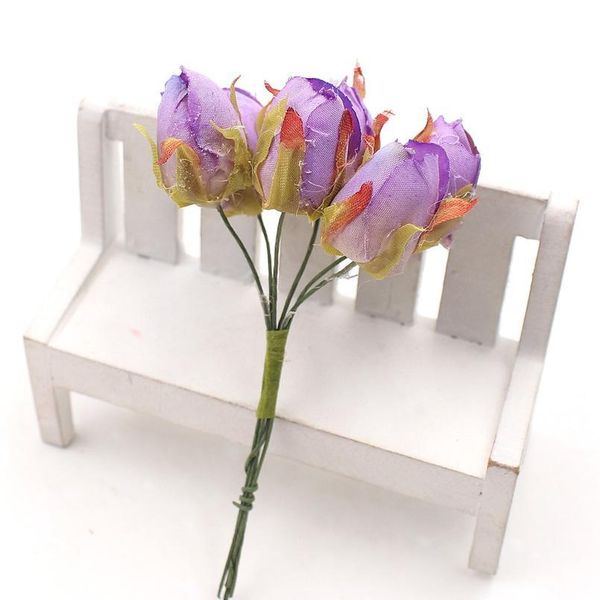

6pcs/lot artificial flower silk rose tea buds bouquet for wedding home decoration diy craft gift wreath scrapbooking acc jllnhb
