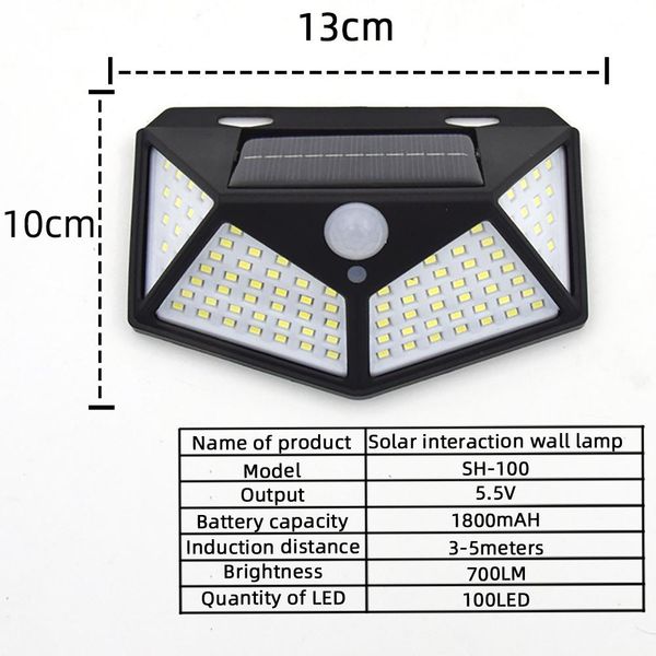

100 leds solar light outdoor solar powered ip65 waterproof pir motion sensor street light for garden home decoration swy wmtggc petsyard