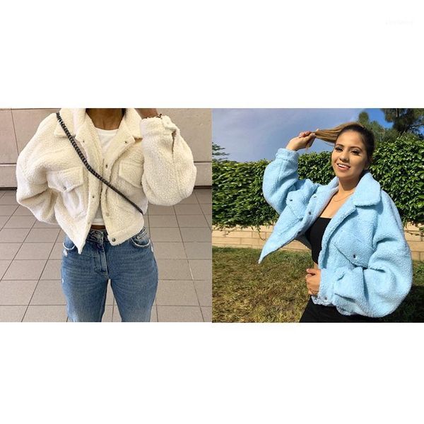 

cozy faux lambswool fleece jackets women autumn winter warm coats long sleeve casual pocket button outerwear1, Black;brown