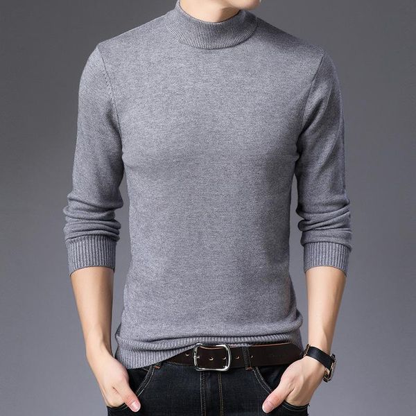 

half high collar men's 2020 winter new thick warm woolen sweater men korean fashion casual slim knitted sweater men clothing, White;black