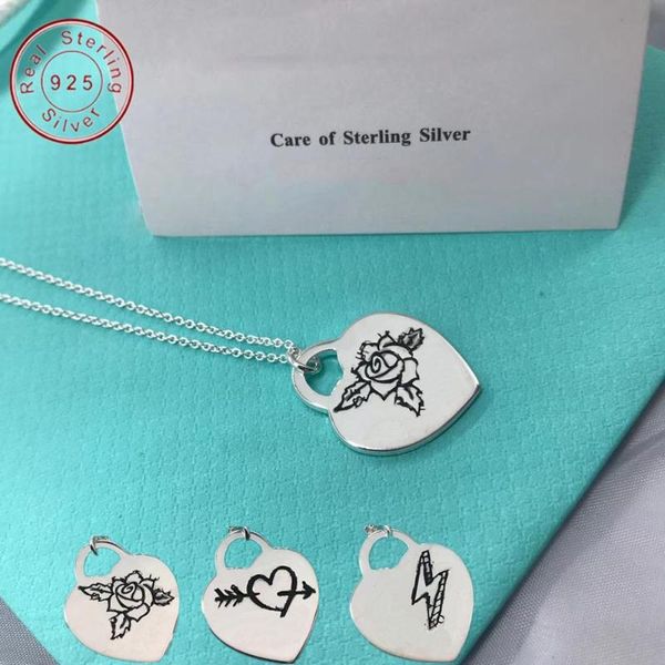 

authentic 925 sterling silver chain women's chain necklace jewelry original brand fashion carved pendant